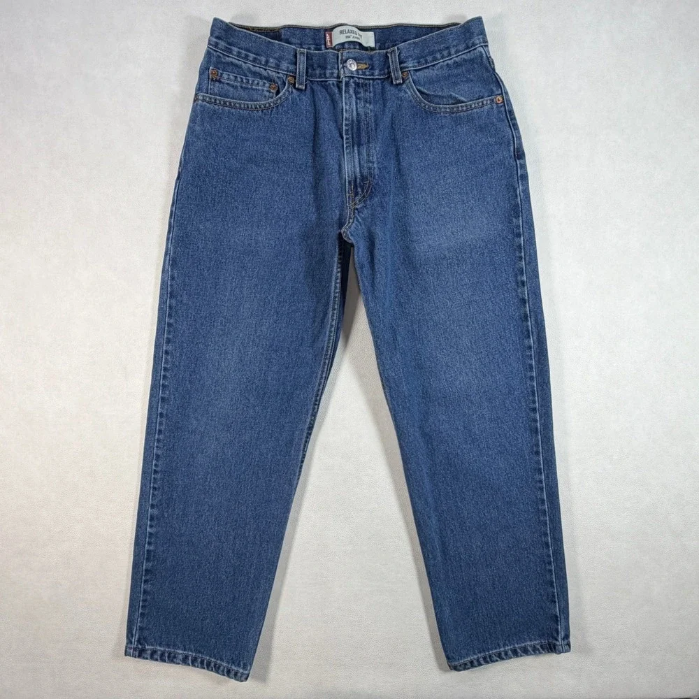 Retro Levis 550 Mens 32x28 Relaxed Fit Tapered Leg Blue Denim Jeans Medium Wash